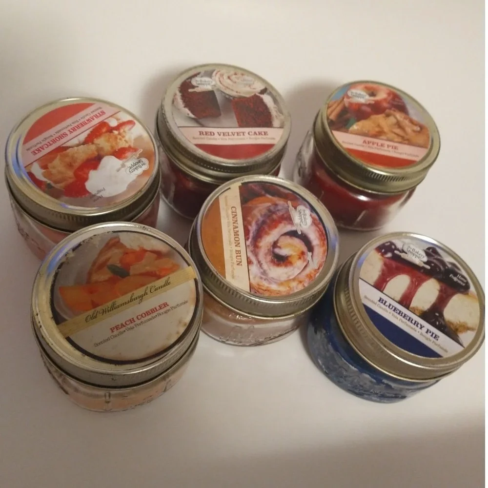 The Bakery Shoppe mini pastry scented candle lot of 6 in tiny Mason Jars